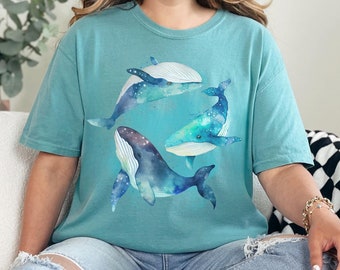 Watercolor Whale Shirt Comfort Colors, Whale Lover Gift, Marline Life, Whale Tee, Sea Shirt, Ocean Shirt, Whale T-shirt, SeaLife Whale Gift
