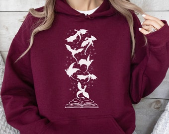 Book Dragon Fantasy Reader Hoodie, Romance Reader Bookish Shirt Book Lover Shirt, Fantasy Book Club Reading Shirt, Romantasy Book Lover Gift