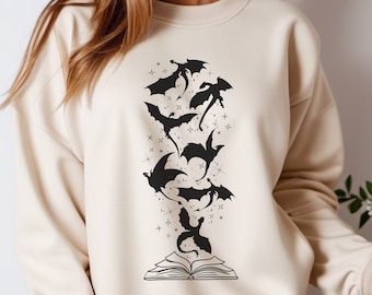 Book Dragon Fantasy Reader Sweatshirt, Book Lover Shirt, Romance Reader Bookish Shirt, Fantasy Book Club Reading Shirt, Romantasy Book Gift
