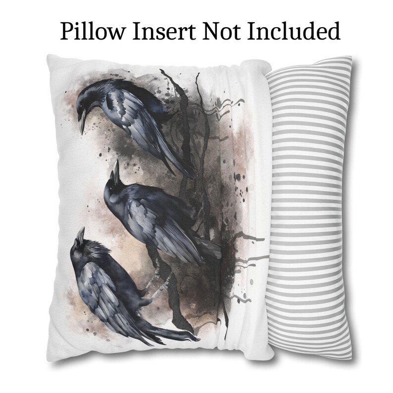 Splattered Crow Murder of Crows Pillow Cover, Watercolor Crow Pillow Case, Crow Throw ...