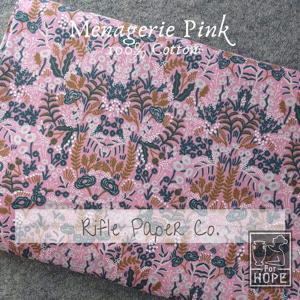 MENAGERIE PINK FLORAL Fabric | Rifle Paper Co 100 Percent Cotton Woven | Licensed Quilting | Sewing Usa supply | Cotton Steel | Flowers Leaf