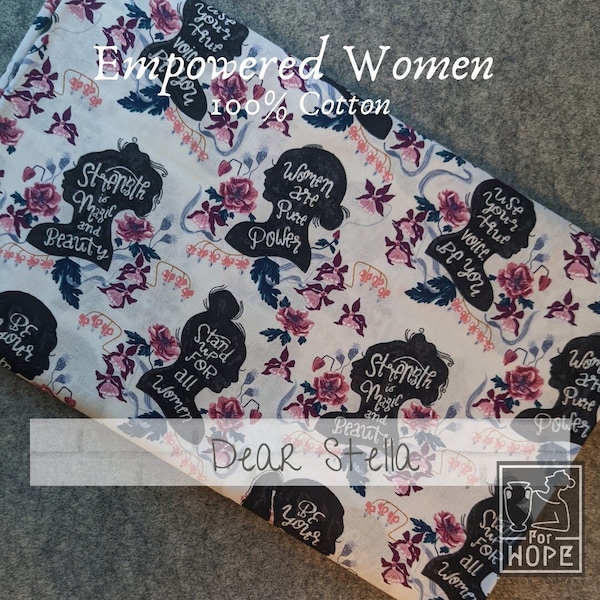 EMPOWERED WOMEN Rae Ritchie Fabric | Dear Stella | 100 Percent Cotton Woven | Licensed Quilting | Sewing Usa supply Feminist Women's Rights