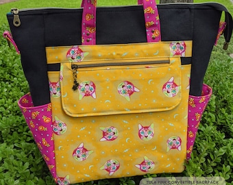 Make My Custom Bag | Women's Convertible BACKPACK handmade w/ Tula Pink  | Trailblazer | Curioser Alice in Wonderland | Gift Wife Girlfriend