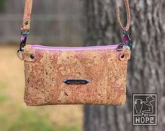 Rainbow CORK CROSSBODY BAG for women w/ Adj Strap | Natural Eco-Friendly Purse | Sustainable | Vegan Gift Girl Minimalist Recycled Unicorn