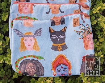 GODDESS Zipper Pouch Medium | GLOBAL WOMEN Bag | Feminist Make Up Bag | Divine Womanhood Travel Bag | Eve | Valkyrie | Freya | Athena | Gift