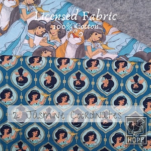 JAMSINE & RAJAH Fabric | Disney Princess Aladdin Licensed Character By the Yard | 100 percent Cotton Woven | Quilting | Craft Sewing USA Kid