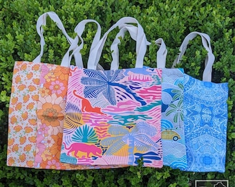 Bolso de lona brillante para verano / Bolso de playa hecho a mano / Bolsa de compras reutilizable y ecológica / Regalo sostenible / Estilo años 70 / Color de fin de semana