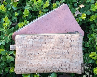 CORK Zipper Pouch for Women | Rifle Paper Co Pencil Case | Travel Makeup Bag | Gift Mom Wife | Vegan Cruelty Free Eco Sustainable