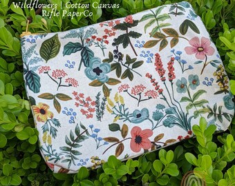 Wildflowers Zipper Pouch Medium | RIFLE PAPER CO Bag | Spring Make Up Bag | Natural Travel Bag | Nature Cottagecore | Floral Boquet Gift Mom