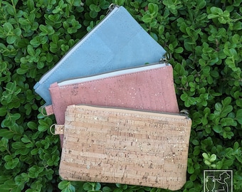 CORK Zipper Pouch for Women | Rifle Paper Co Pencil Case | Travel Makeup Bag | Gift Mom Wife | Vegan Cruelty Free Eco Sustainable