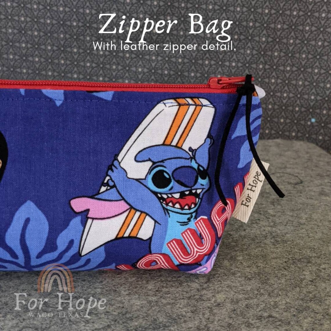 LILO AND STITCH Pencil Zipper Pouch Blue Zipper Wristlet Etsy