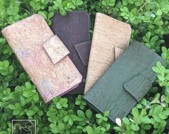 CORK WALLET Women Tall  Long | Vegan Eco Friendly Sustainable | ID Window Card Slots Cash Pocket | Handmade Gift Mom Girlfriend Wife Natural