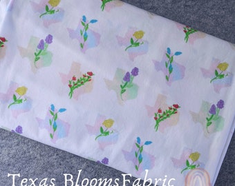 TEXAS Blooms Small on CUSTOM FABRIC | Spoonflower fabric | Wildflowers Fabric | 100 cotton fabric | Yellow Rose | Blue Bonnet | Texas Fabric
