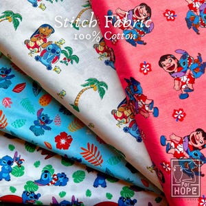 Disney LILO and STITCH Fabric | Springs Creative | 100% Cotton Woven | Licensed Fabric | Quilting | Summertime | Beach | Sewing USA Supply