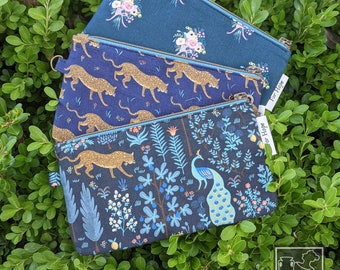 RIFLE PAPER CO Wristlet Zipper Pouch | Camont Jaguar Pencil Case | Menagerie Makeup Bag | Gift Girl Mom Wife | Floral Bag Waterproof Lining