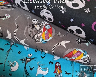 JACK & SALLY Fabric Springs Creative | Licensed Character By the Yard  Cotton Woven | Sewing USA Quilt Night Before Christmas | Disney Spook