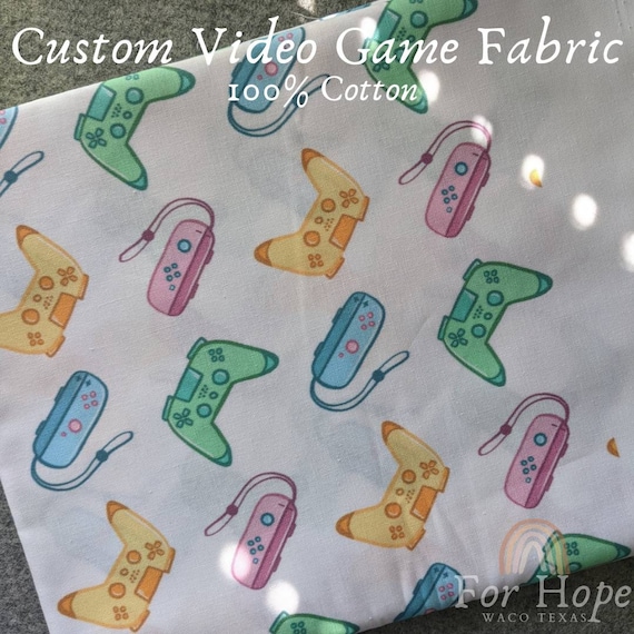 Pastel VIDEO GAME on Custom Fabric | Spoonflower Fabric | Nintendo Switch Fabric | 100 Cotton Fabric | Among Us | N64 | Gamer Controllers