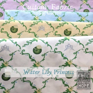 Waterlily PRINCESS CUSTOM FABRIC | Spoonflower | Frog Princess | 100 percent cotton fabric by the yard | Quilting Sewing Supply Disney Tiana