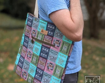 Jane Austen Book Tote Bag: Handmade Canvas Library Market Bag
