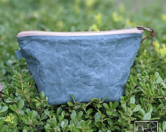 Gewachste Leinentasche | Umweltfreundliche Reißverschluss-Tasche | Nachhaltiges Reiseetui | Männer Dopp Kit | Kosmetik | Wasserdichtes Futter | Italienisch