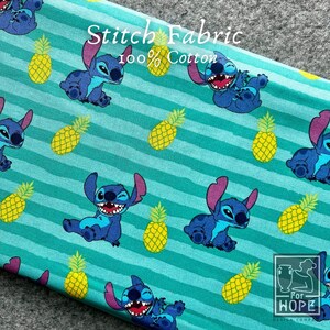 Disney LILO and STITCH Fabric | Springs Creative | 100 Percent Cotton Woven | Licensed Fabric Quilting | Summertime Beach |Sewing USA Supply Pineapple
