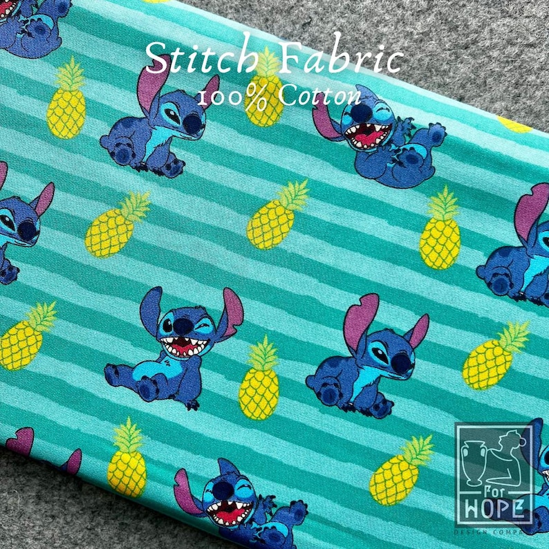 Disney LILO and STITCH Fabric | Springs Creative | 100 Percent Cotton Woven | Licensed Fabric Quilting | Summertime Beach |Sewing USA Supply Pineapple