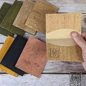 Funda de tarjeta de corcho delgada / Tarjeta de débito / Tarjeta de crédito / Cartera minimalista vegana hecha a mano / Organización / Natural, sostenible y ecológica