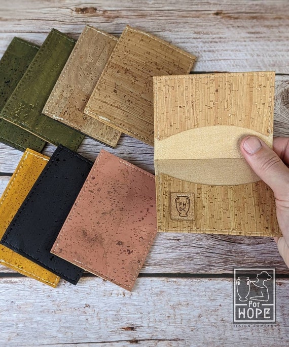 eco friendly card sleeves CORK Card Sleeve Slim | Debit Business Credit Charge | VEGAN HANDMADE  Minimalist Wallet | Organization | Natural Sustainable Eco Friendly