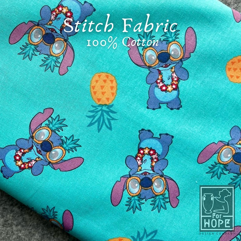 Disney LILO and STITCH Fabric | Springs Creative | 100 Percent Cotton Woven | Licensed Fabric Quilting | Summertime Beach |Sewing USA Supply Sunglasses