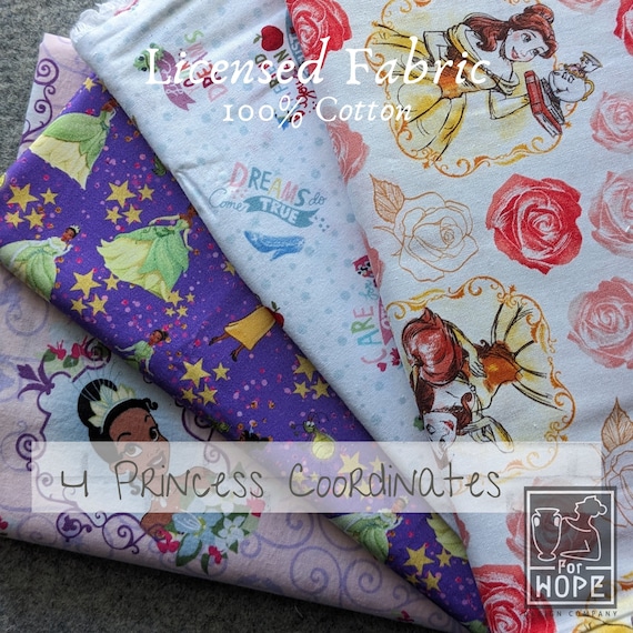 PRINCESS DISNEY Fabric | Tiana Licensed Character Fabric By the Yard | 100 percent Cotton Woven | Quilting | Girl Child Craft Sewing USA
