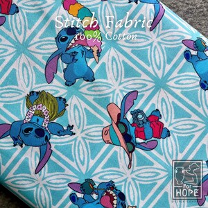 Disney LILO and STITCH Fabric | Springs Creative | 100 Percent Cotton Woven | Licensed Fabric Quilting | Summertime Beach |Sewing USA Supply Stitch Tile