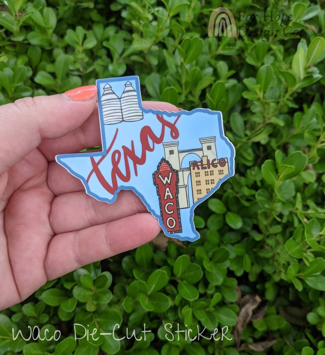 WACO TEXAS STICKER Waterproof Vinyl Tx Die Cut Decal Silos Chip and Jo