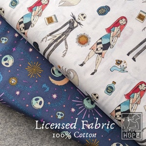 JACK & SALLY Ressorts en tissu Créatif | Nombre de caractères par mètre sous licence en coton tissé | Couture USA Quilt Night Before Christmas | L'effrayant Disney