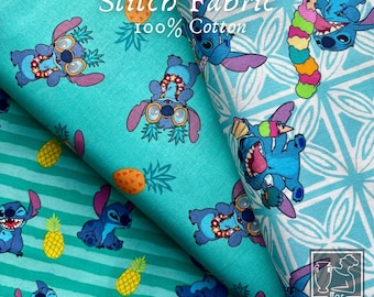 Disney LILO and STITCH Fabric | Springs Creative | 100 Percent Cotton Woven | Licensed Fabric Quilting | Summertime Beach |Sewing USA Supply