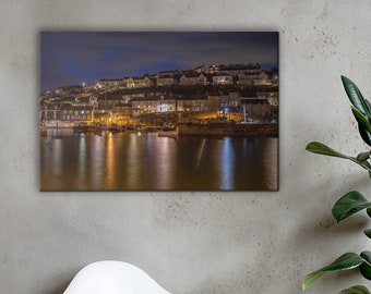 Mevagissey By Night - Cornwall - UK - Photography Print on Canvas - Wall Decor - Wall Art - Cornwall Canvas - Landscape