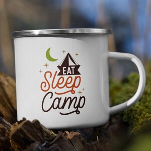 Eat Sleep Camp Enamel Mug - Camping Gift - Camp Mug - Camper Gift