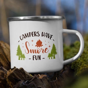 Campers Have Smore Fun Enamel Mug - Camping Coffee Mug - Outdoors Mug - Hiking Mug - 12 oz - Camping Lover Gift - Camping Gift - Coffee Gift