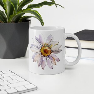 Daisy Flower Mug - Daisy Mug - Flower Mug - Watercolor Daisy - Watercolor Art - Flower Art