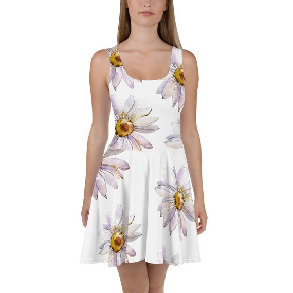 white flower skater dress Floral Maxi Flower Skater Dress White Floral Print Sleeveless Skater Midi Dress SilkFred