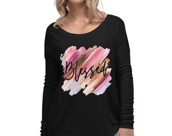 祝福 - レディース ロングスリーブ T シャツ - 感謝の気持ち - 祝福されていると感じる - レディース T シャツ - インスピレーション - 彼女へのギフト