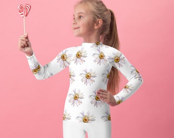 Kids Daisy Flower Rash Guard - Daisy Rash Guard - Flower Rash Guard - Kids Rash Guard  - Watercolor Daisy - Watercolor Art - Flower Art