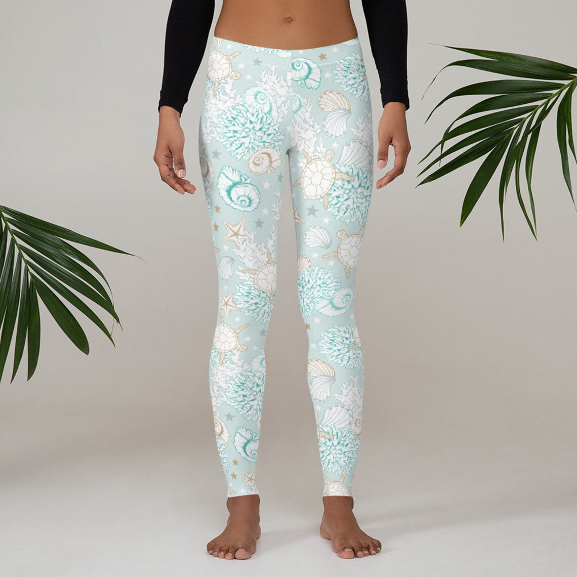 Sea Life Underwater Leggings Nautical Leggings Ocean Life Etsy