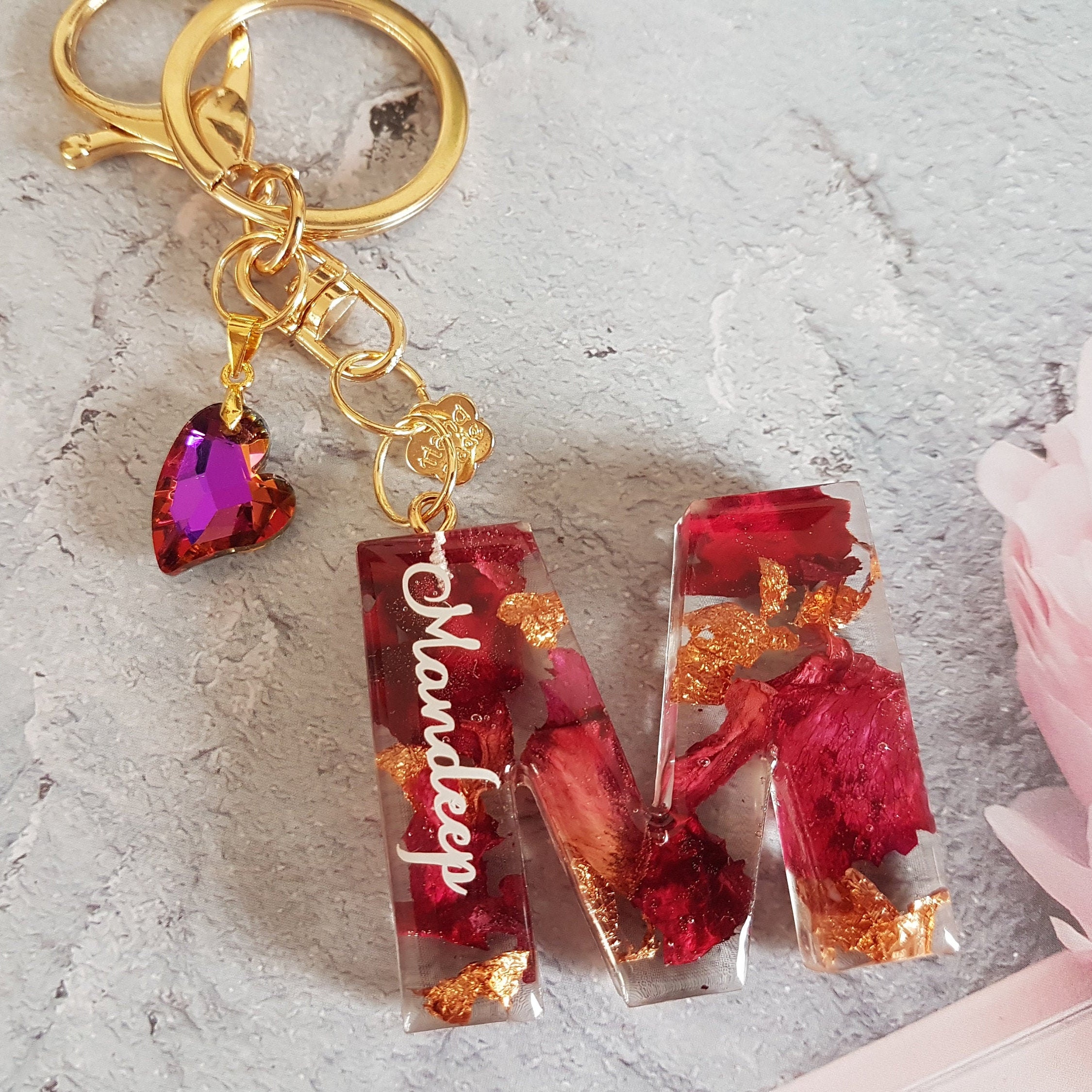 Porte-clés / Bijou De Sac Agate Rose – Cubes Clé De Sol – Raffiné