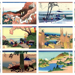 12 x Katsushika Hokusai postcards, 19th c. (2)  – a set of 12 reproduction art postcards -  premium-quality 300gsm matte photo card