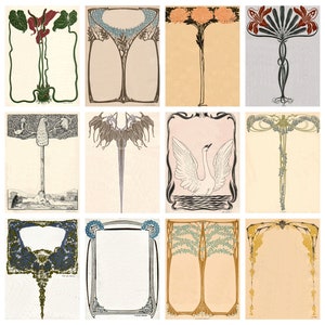 12 x Vintage Art Nouveau postcards (7) – a set of 12 1890s German Art Nouveau & 'Jugendstil' reproduction art postcards.