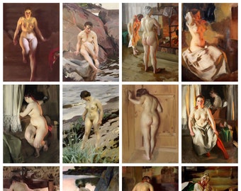 12 x Anders Zorn postcards II – a set of 12 reproduction art postcard-sized mini-prints -  premium-quality 300gsm matte photo card