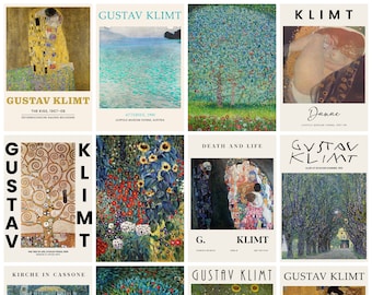 12 x Gustav Klimt postcards II – a set of 12 reproduction art postcard-sized mini-prints -  premium-quality 300gsm matte photo card