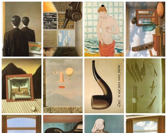 12 x  René Magritte postcards #2 – a set of 12 reproduction art postcard-sized mini-prints -  premium-quality 300gsm matte photo card