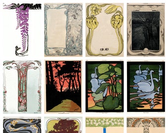 12 x Vintage Art Nouveau postcards (8) – a set of 12 1890s German Art Nouveau & 'Jugendstil' reproduction art postcards.