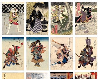 12 x Antique Samurai postcards (3) a set of 12 individual 19th century reproduction art postcards - premium-quality 300gsm matte photo card
